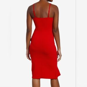 Cosmic Aura Red Asymmetrical Ruffle Wrap Dress Medium
